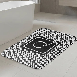 モダンブラックホワイトリンクリングモノグラム バスマット