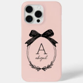 モダンブラックボウ可愛らしいピンクのモノグラム Case-Mate iPhoneケース (裏面)