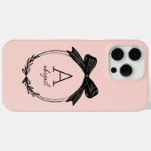 モダンブラックボウ可愛らしいピンクのモノグラム Case-Mate iPhoneケース (裏面 (横))