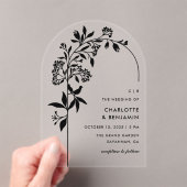 モダンブラックボタニカルアーチウェディング アクリル招待状 (インサイチュ (ポータブル))