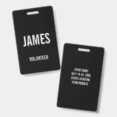 モダンブラックボランティア名イベント情報 バッジ (正面＆裏面)