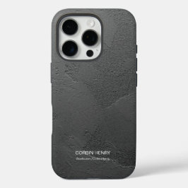 モダンブラックマットテクスチャー名入れ iPhone 16 PROケース