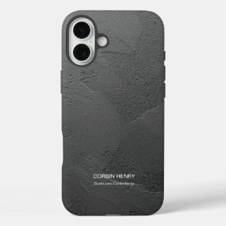 モダンブラックマットテクスチャー名入れ iPhone 16 PLUSケース