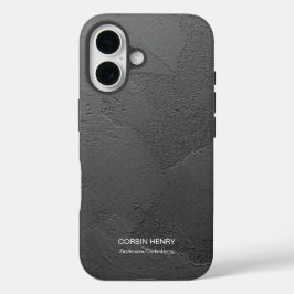 モダンブラックマットテクスチャー名入れ iPhone 16ケース