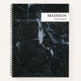 モダンブラックマーブル ミニマリスト スケッチブック ノートブック