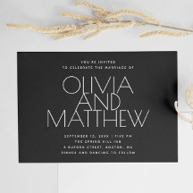 モダンブラックミニマリスト結婚式 | 写真とQRコード
