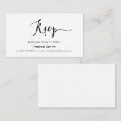 モダンブラックミニマリズムフォント、ウェディングRSVP エンクロージャーカード (正面/裏面)