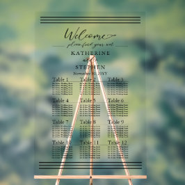 モダンブラックミニマル結婚リスト座席表 アクリルサイン