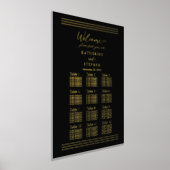 モダンブラックミニマル結婚リスト座席表 箔ポスター (レイダウン)