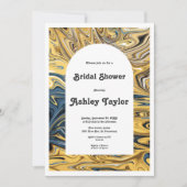 モダンブラックメルトゴールドアブストラクトブライダルシャワー 招待状 (正面)