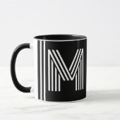 モダンブラックモノグラムのイニシャル＆名前 マグカップ (左)