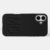 モダンブラックモノグラムイニシャルモダン Case-Mate iPhoneケース (裏面 (横))
