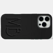 モダンブラックモノグラムイニシャルモダン Case-Mate iPhoneケース (裏面 (横))
