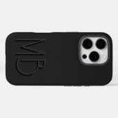 モダンブラックモノグラムイニシャルモダン Case-Mate iPhoneケース (裏面 (横))