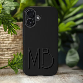 モダンブラックモノグラムイニシャルモダン iPhone 16 PLUSケース