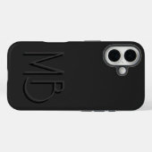 モダンブラックモノグラムイニシャルモダン Case-Mate iPhoneケース (裏面 (横))