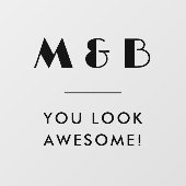 モダンブラックモノグラム結婚ズ浴室鏡 ウィンドウサイン (シート)