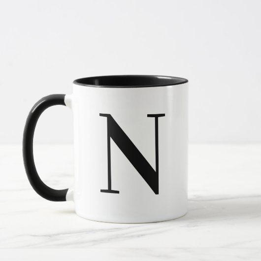 モダンブラックモノグラム N カスタム コーヒー マグカップ (左)