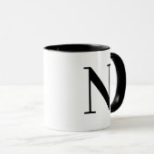モダンブラックモノグラム N カスタム コーヒー マグカップ (正面右)