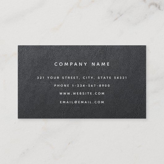 モダンブラックレザーミニマル名刺 名刺 (裏面)