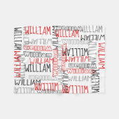 モダンブラックレッドボーイズパーソナライズされた名前をカスタムする フリースブランケット (正面(横))