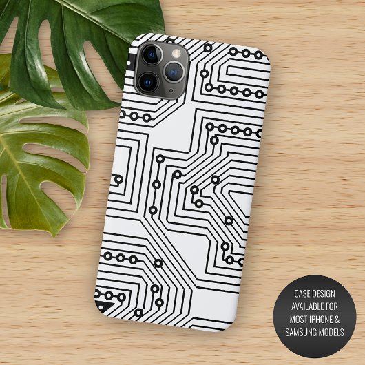 モダンブラックレトロコンピュータ回路基板パターン Case-Mate iPhoneケース