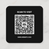 モダンブラックロゴQRコードスキャンウェブサイトスクエア スクエア名刺 (裏面)