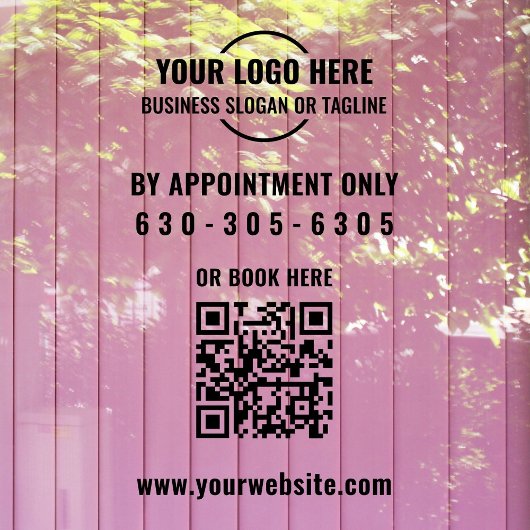 モダンブラックロゴQRコード 予約のみ ウィンドウサイン