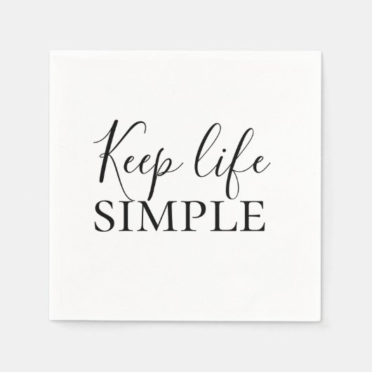 モダンブラック保ライフシンプル引用文 スタンダードカクテルナプキン (正面)
