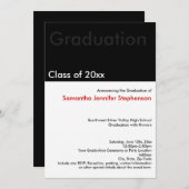 モダンブラック卒業の発表 招待状 (正面/裏面)