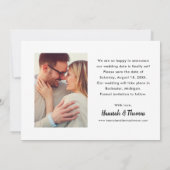 モダンブラック筆記体結婚写真 案内状 (裏面)