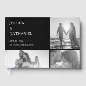 モダンブラック3枚写真コラージュ結婚式 ゲストブック (正面)