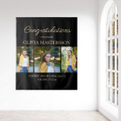 モダンブラック3枚写真 卒業おめでとう タペストリー