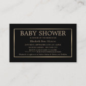 モダンブラック&お洒落金ゴールドベビーシャワーチケット 名刺 (正面)