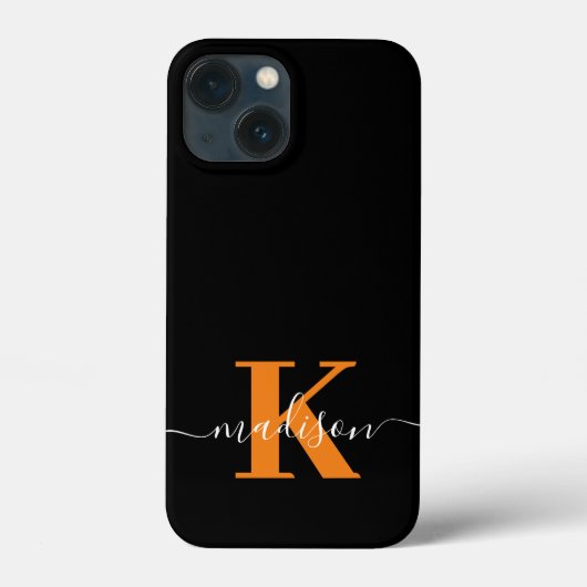 モダンブラック+オレンジモノグラム Case-Mate iPhoneケース (裏面)