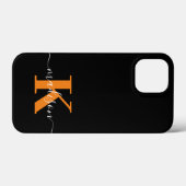 モダンブラック+オレンジモノグラム Case-Mate iPhoneケース (裏面 (横))
