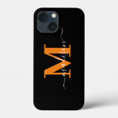 モダンブラック&オレンジモノグラム Case-Mate iPhone カバー (裏面)