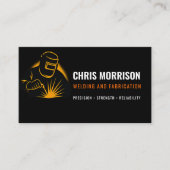 モダンブラック&オレンジ溶接ファブリケータ 名刺 (正面)