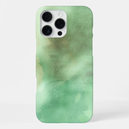 モダンブラック&グリーンの水彩画風 iPhoneケース (裏面)