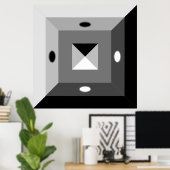 モダンブラック、グレー＆ホワイト幾何学抽象アート ポスター (ホームオフィス)