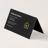 モダンブラック&ゴールデン建築建物折り畳み 名刺 (裏面)