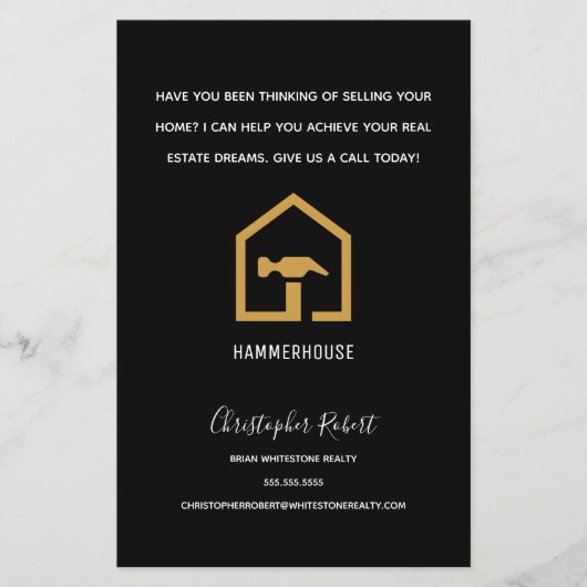 モダンブラック&ゴールデン建築建物 チラシ (正面)