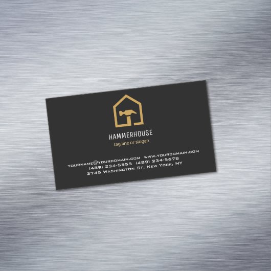 モダンブラック&ゴールデン建築建物 マグネット名刺 (インサイチュ)