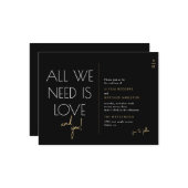 モダンブラック + ゴールドの予算で叶うウェディング招待状 ノートカード (正面/裏面インサイチュ)