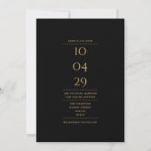モダンブラック+ゴールドフォト結婚記念日 招待状 (正面)