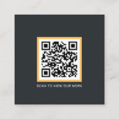 モダンブラック&ゴールド請負業者QRコード スクエア名刺 (裏面)