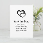 モダンブラック&シルバーハートの結婚式 セーブザデート (スタンド正面)