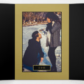 モダンブラック&ソフト金ゴールドス結婚スイート 三つ折り招待状 (内部中)