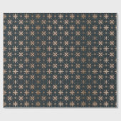 モダンブラック&バラ金ゴールドクリスマススノーフレーク ラッピングペーパー (フラット)