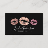 モダンブラック&バラ金ゴールドグリッターメイクアップアーティスト 名刺 (正面)